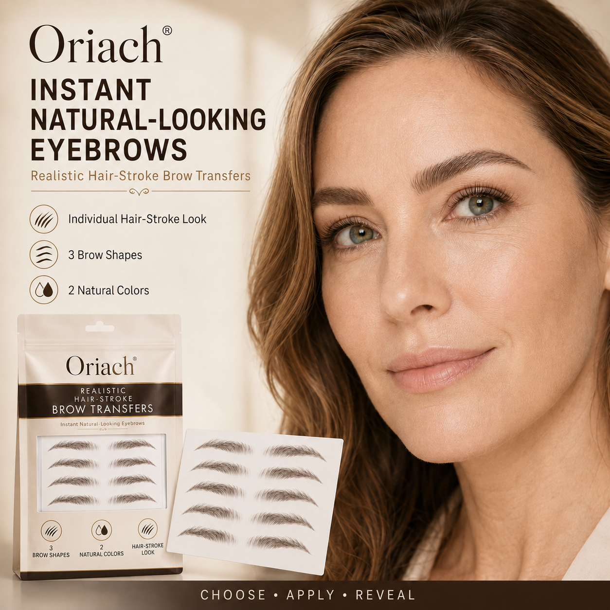 Oriach リアル立体眉タトゥーシール — 自眉のような自然な仕上がり