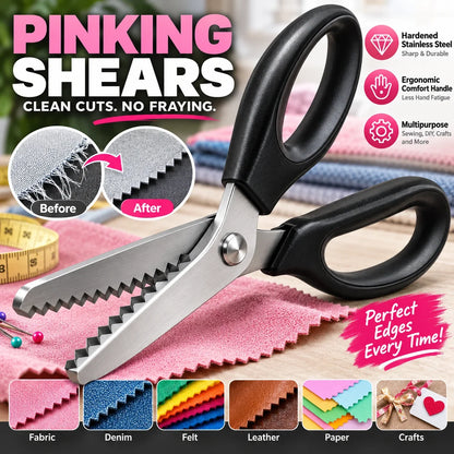 ✂️ Cut & Finish in One Step – Professional Anti-Fray Zigzag Fabric Shears