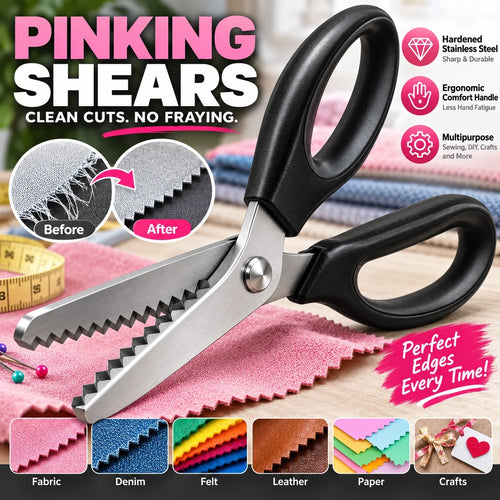 ✂️ Cut & Finish in One Step – Professional Anti-Fray Zigzag Fabric Shears